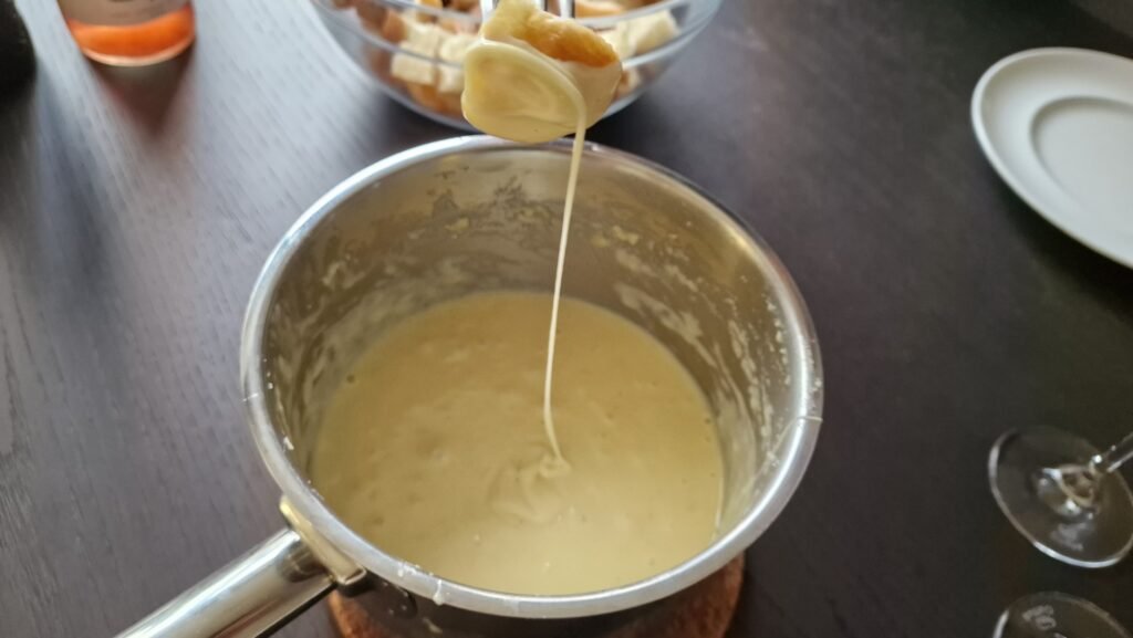 Swiss fondue in a regular pot