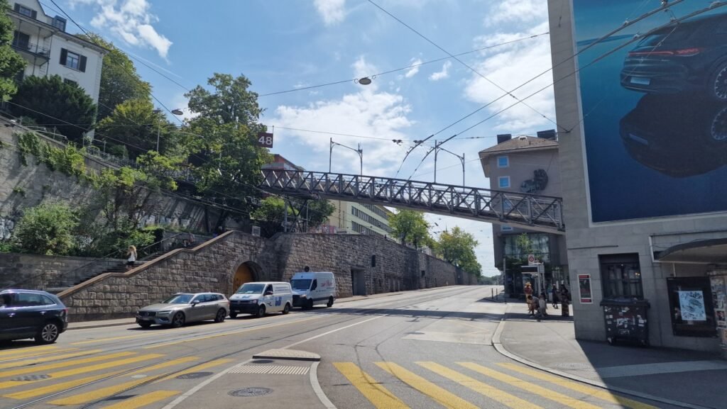 Zurich Polybahn bridge view from the street