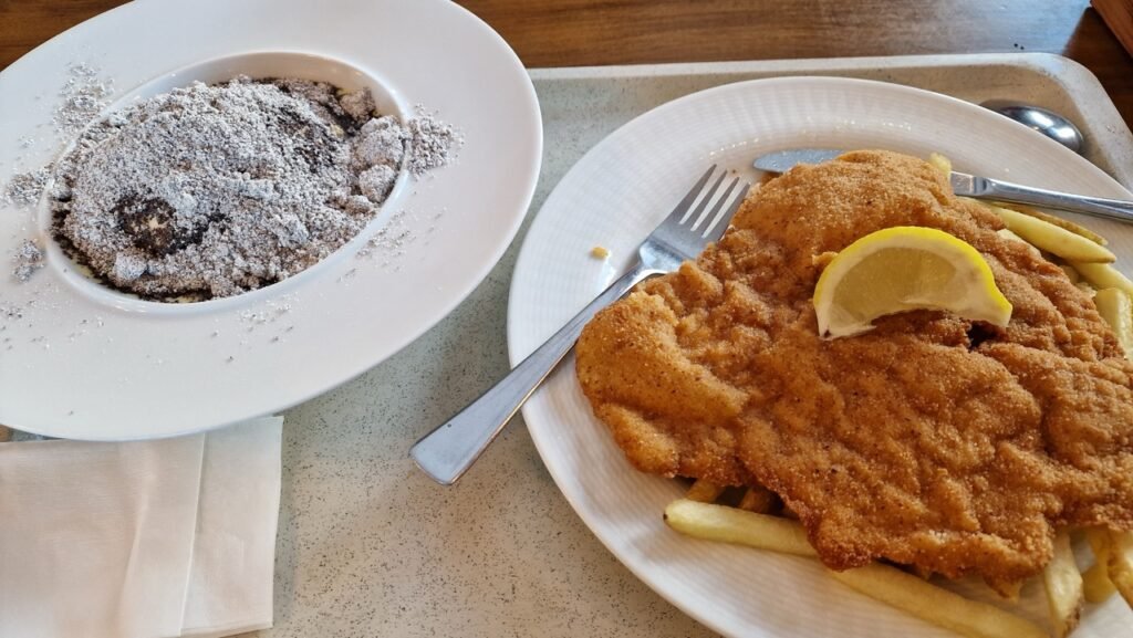 Liechtensteinhaus Semmering. Wiener schnitzel and dampfknödel.